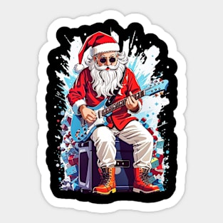 Santa Claus Playing Guitar Sticker